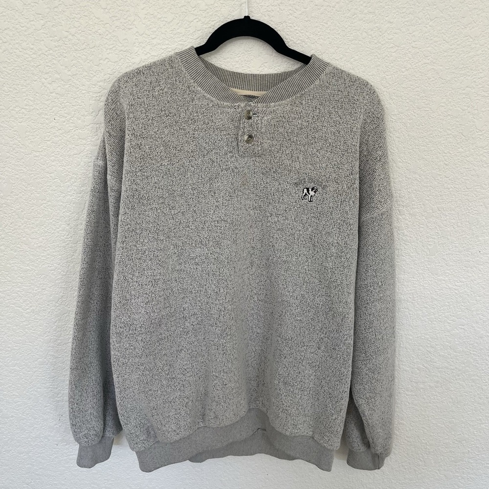 VTG Big Dogs Button Henley Pullover Sweatshirt Men's Large Oversized 90s Stains!